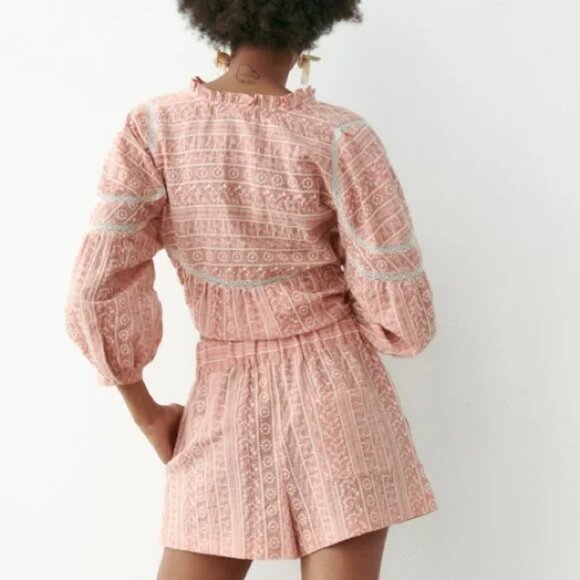 Zara Pink Embroidered Blouse - Size Small - Picture 2 of 5